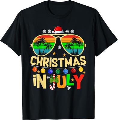 Weihnachtsmann Sonnenbrille Strand Weihnachten im Juli Herren Damen Kind T-Shirt