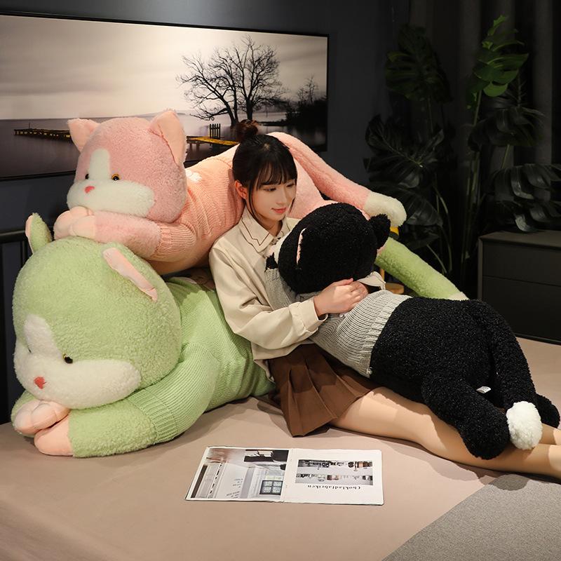 Cute Cat Pillow Doll Girl Sleeping On The Bed Rag Doll Bear Doll Large Plush Toy