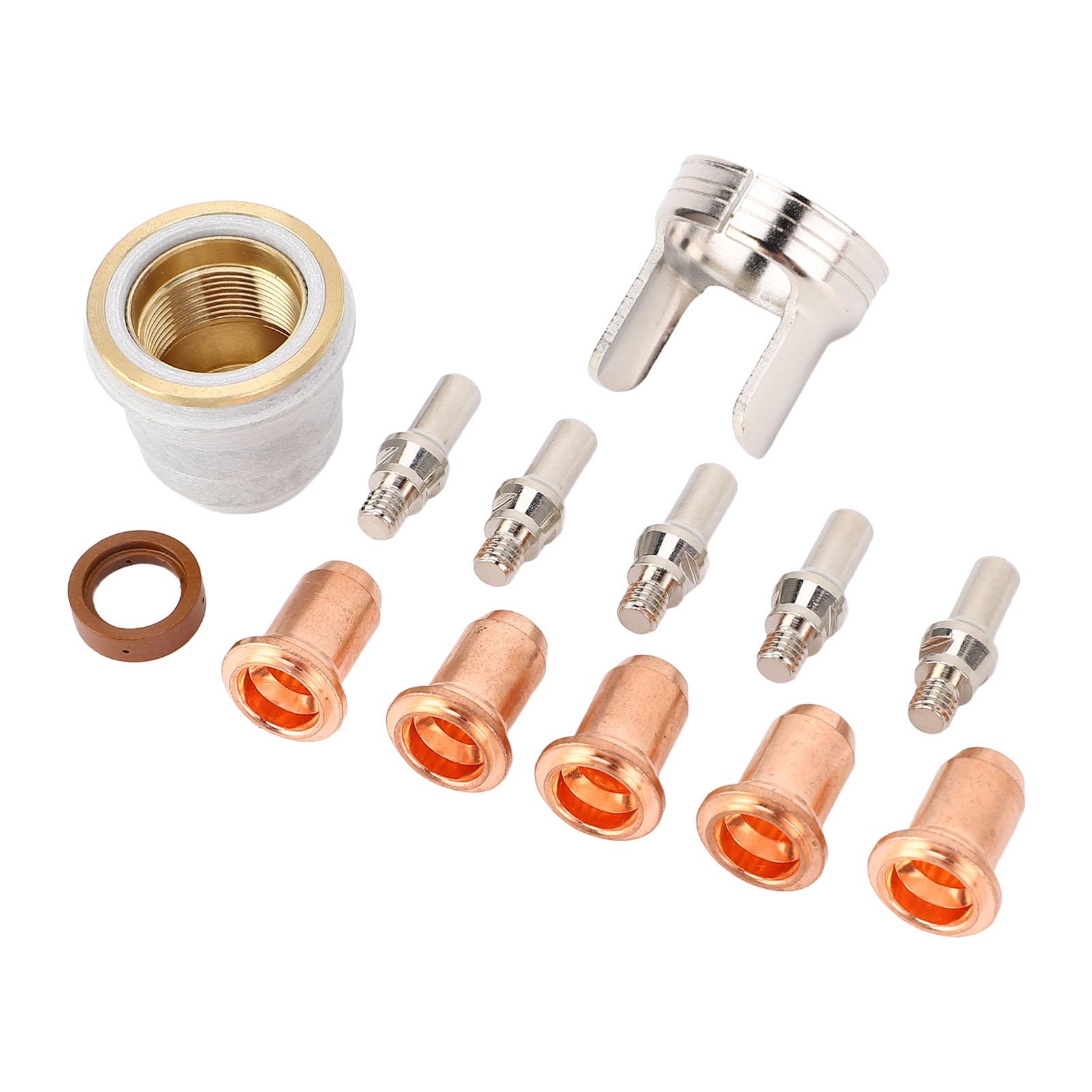 

13 Pieces Plasma Cutter Consumables 1.0mm Electrodes Nozzles Swirl Ring Double Point Spacer for IPT‑60 PT‑60 IPT‑40 PT40