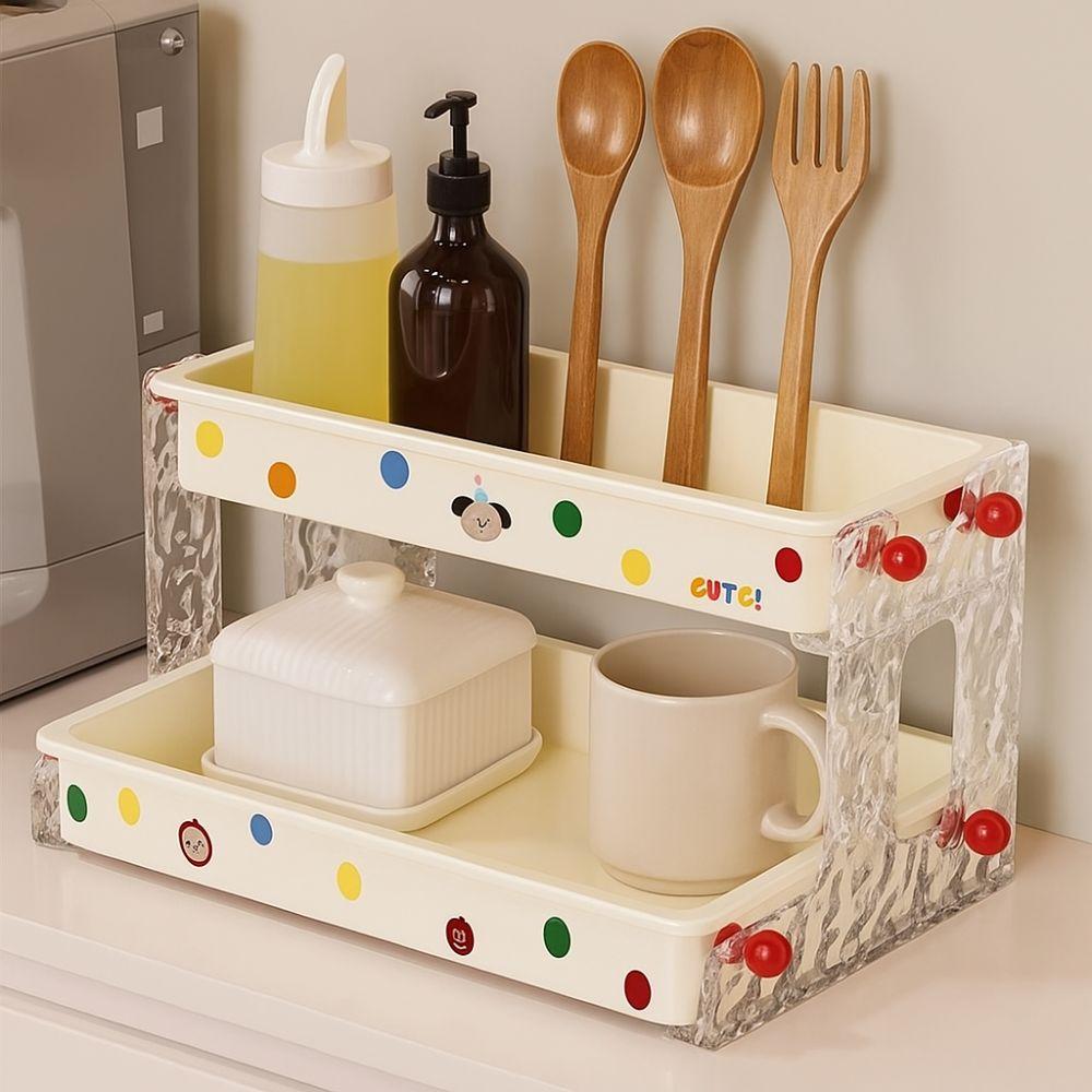 Detachable 2-layer Storage Rack Dopamine Standing Seasoning Rack Spice Rack  Kitchen