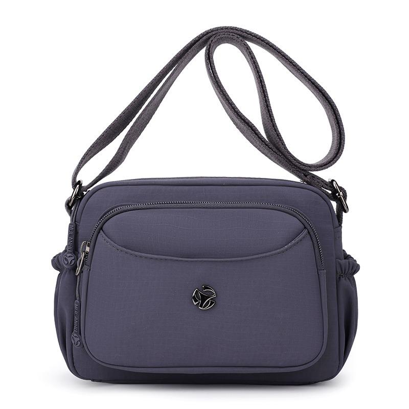 Solid Color Mobile Phone Bag Messenger Bag Small Bag Nylon Simple Middle and Old Trend Multi-layer Zipper Shoulder Bag Change Bag