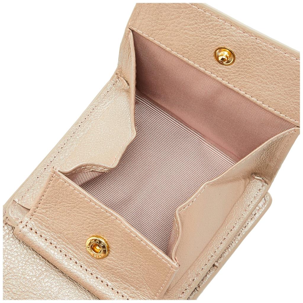 Peaks Peak Women's Bifold Wallet, Cowhide Leather, Two-Tone Color, Champagne, YC-3907