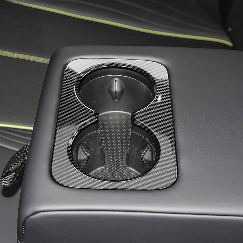 Car Styling Rear Water Cup Holder Frame Decoration Cover Trim For BYD Yuan PLUS  Carbon Fiber Color Interior Accessories