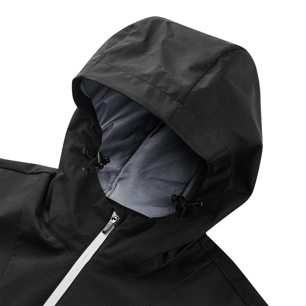 Skechers Basic Sports Series Casual Outdoor Fashion Hooded Logo Long Sleeve Waterproof Jacket Men Jackets Carbon-Black P424M143-0018