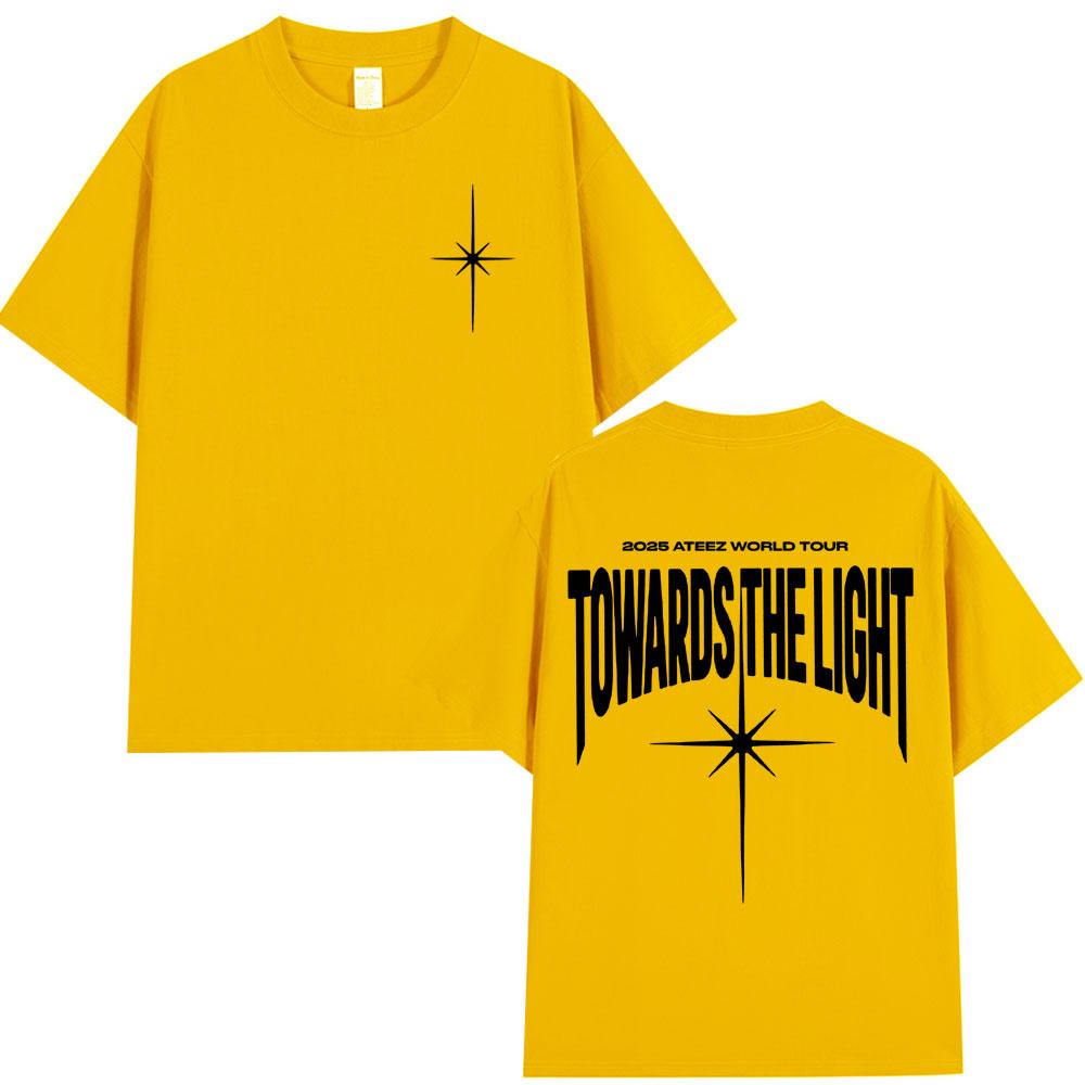 Fashion 2025 Ateez World Tour Towards The Light T Shirt Korean Kpop T-shirt Men Women Casual Cotton Cozy Short Sleeve T-shirts