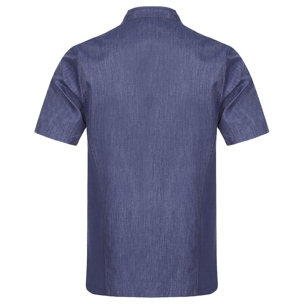 Unisex Adult Short Sleeve Chef Coat Solid Color Kitchen Uniform Cafe Work Jacket