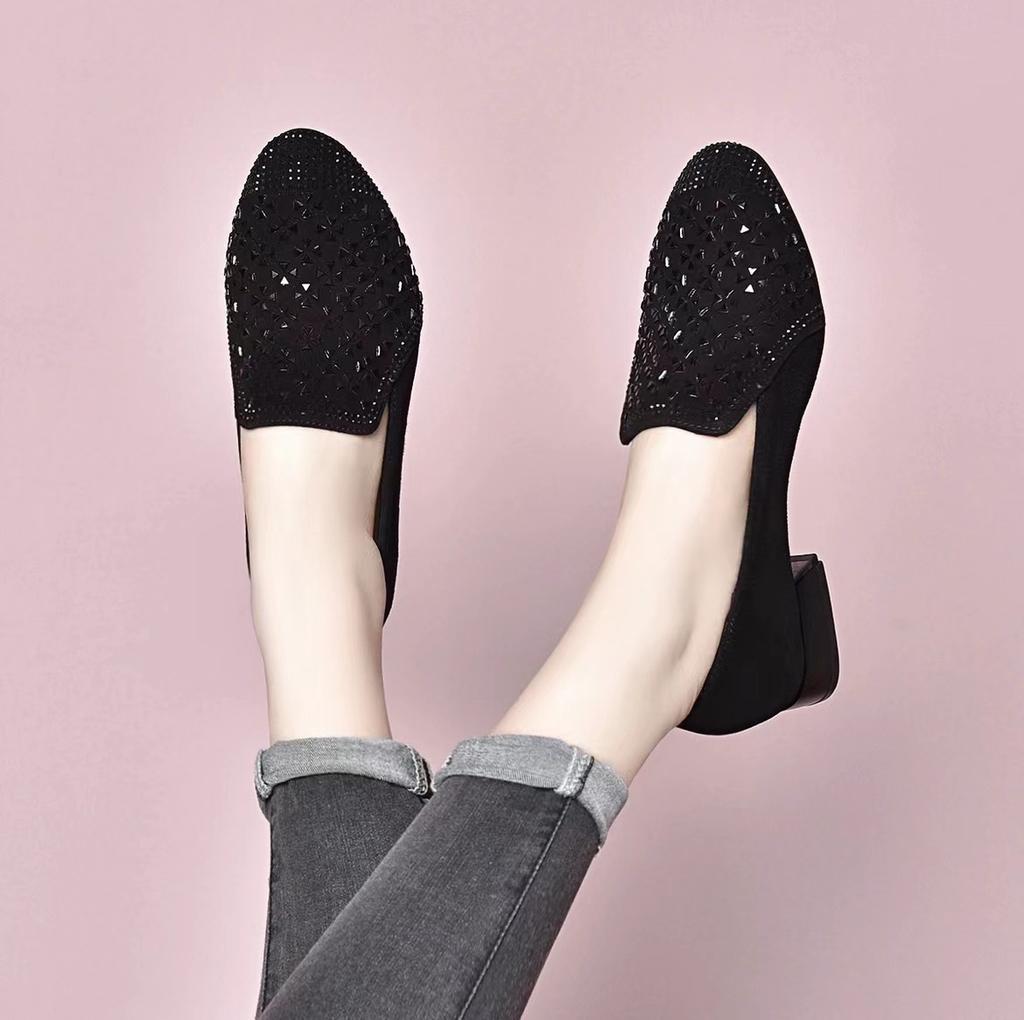 Mattleder Einzelne Schuhe Damen Neu Frühling und Herbst Niedriger Absatz Tiefer Ausschnitt Ein Pedal Runde Zehen