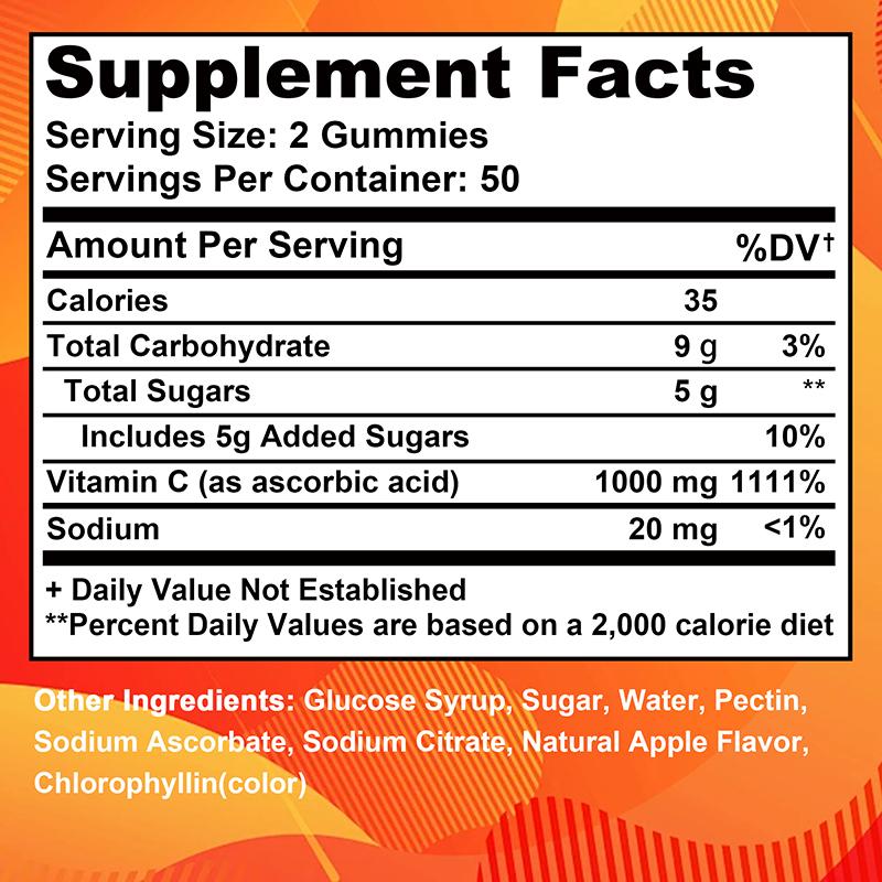 Vitamin-C-Gummibärchen sind rein natürlich, stärken das Immunsystem und replenishen Kollagen.; geeignet für Männer und Frauen.