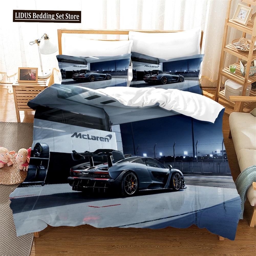 Speed Sports Car Duvet Cover Set Full Queen Size Red Cool Racing Car Bedding Sets Speed Automobile Extreme Sport Quilt Cover Set