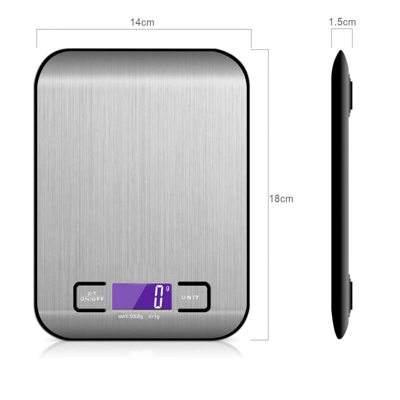 HKY P20 Stainless Steel USB Rechargeable Digital Kitchen Scale 5kg/1g (CN version)