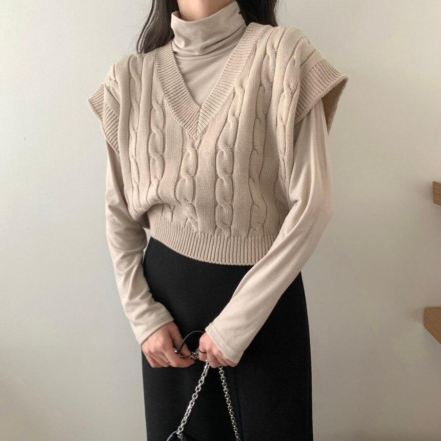 

Осенне-зимний облегающий мягкий шубу с v-образным вырезом, подходящий для женщин, вязаный свитер крутой вязки