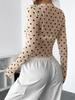 Womens Polka Dots Long Sleeve Mesh Tops Sexy See Through Sheer Blouses Shirts Going Out Crop Top Y2K Date Night Club Party Tops