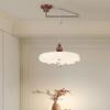 Retro Walnut Ceiling Chandelier - French Cream Style, Eye-Protection, Swing Arm Design with Creative Cloud for Bedroom or Dining Room.