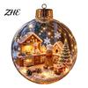 Indoor Party Ambient Lights Light Up Christmas Scene Ball Ornament with Warm LED Glowing Holiday Story for Clear Acrylic Hanging Balls Tree Decor and