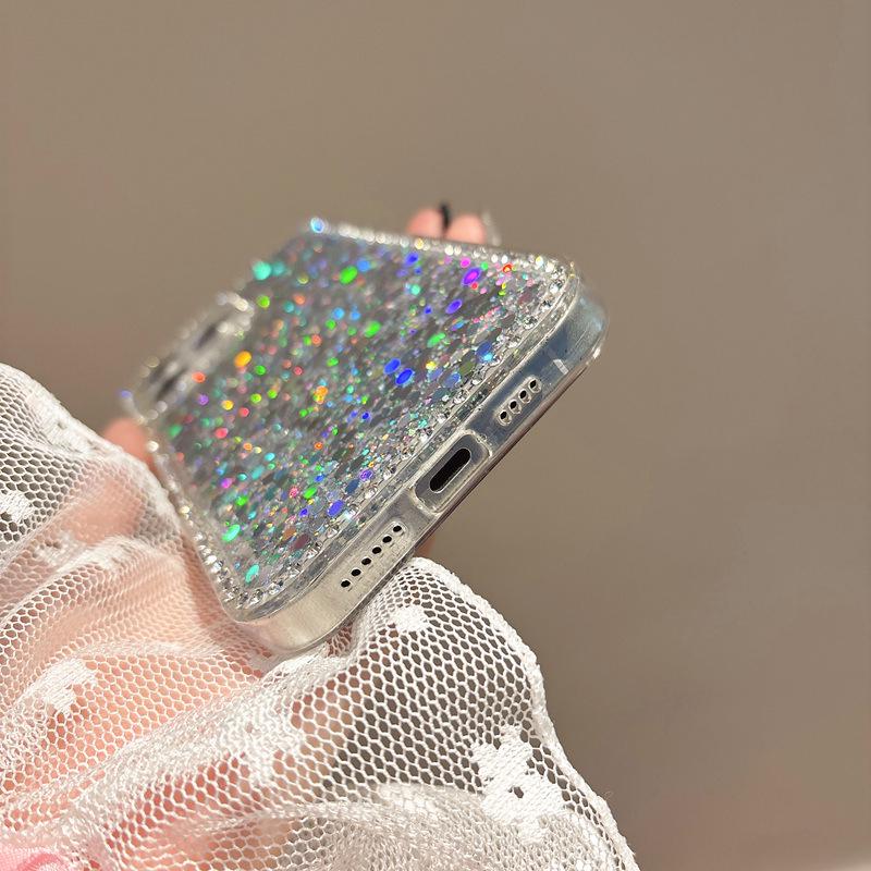 Compatible Samsung A35/A17/A55/S23/S24/S25Ultra Glitter Phone Case with Side Diamonds for Women