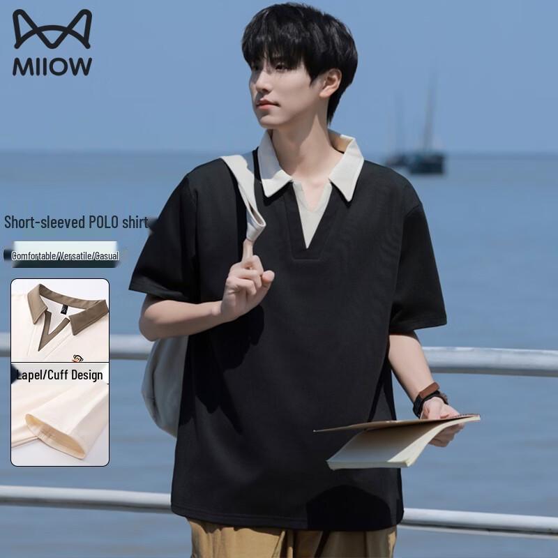 MiiOW Men s Summer Cool Touch Color Block Polo Shirt L