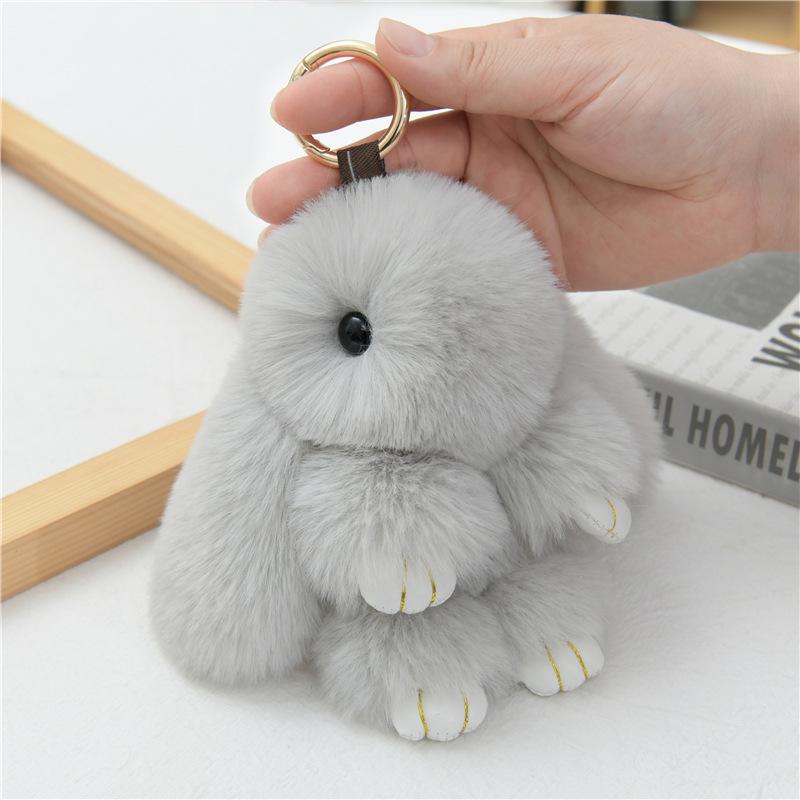 Fluffy Rabbit Fur Pompon Bunny Keychain Soft Cute Rabbit Toy Key Chain Bag Decoration Accessories Gift for Girls
