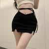 Women's Skirt Bandage Split Slim with Lining Solid Color