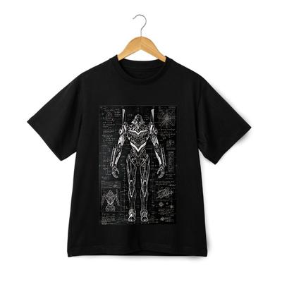 Mecha Design Bauplan Gedrucktes T-Shirt, Unisex Kurzarm-Oberteil