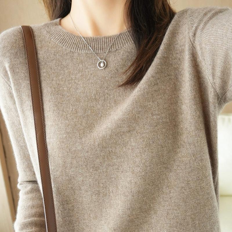 Autumn Winter Basic Knitted Pullover Women Solid Color Round Neck Sweater Woman All Match Long Sleeve Knitwear Bottoming Shirt