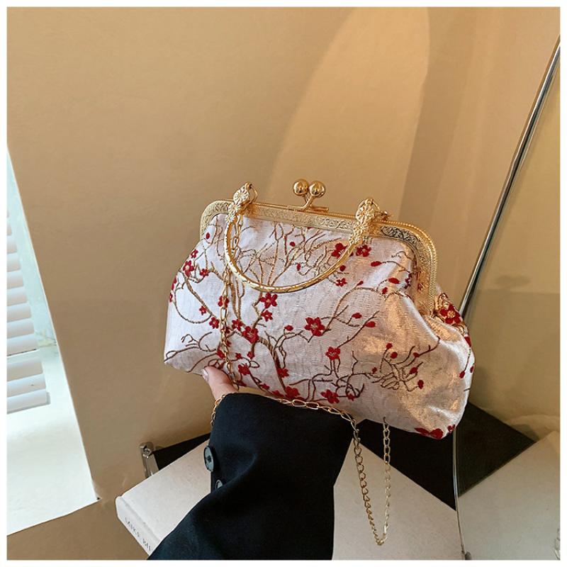 Chinese Style Handbag Embroidery Evening Bag Retro Single Shoulder Crossbody Bag Ladies Shell Bag