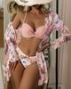 New Three-point Three-piece Overcoat Long-sleeved Split Swimsuit Women's Bikini