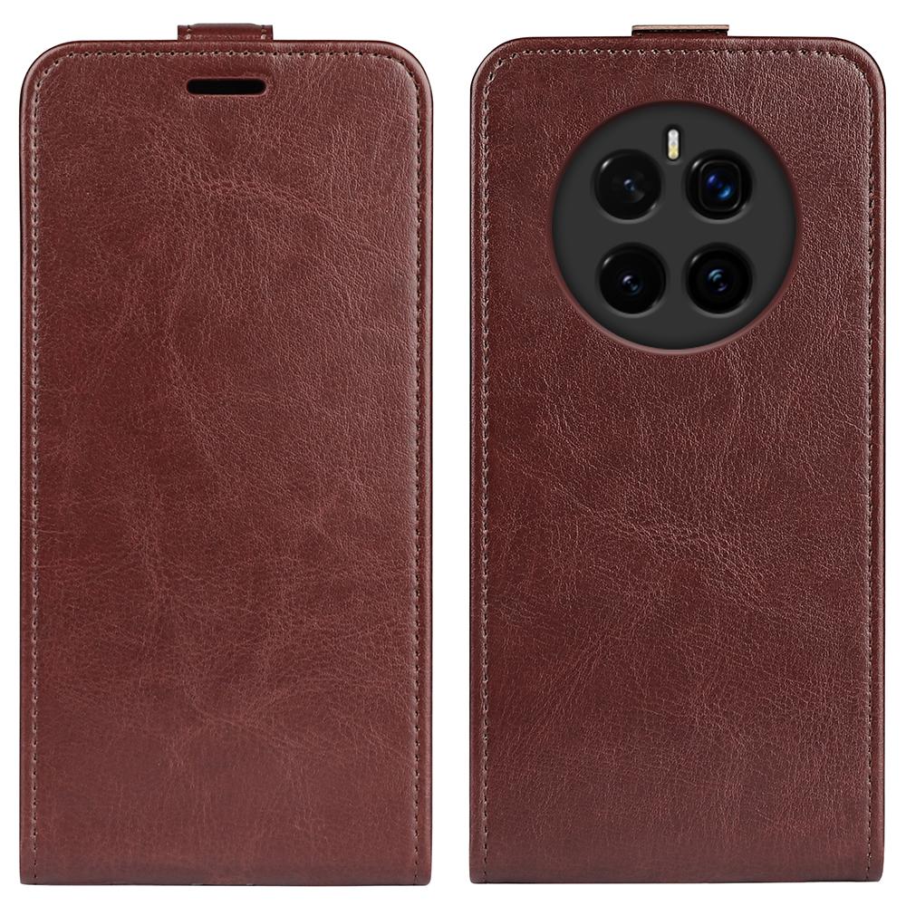 

For Honor Magic7 5G Case with Card Slots Vertical Flip Leather Phone Cover Brown
