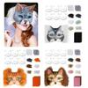 6Pieces White Cats Face Mask Unpainted Masquerades Mask for Halloween Includes Furry Trim Eye Mesh Felted Cloth Sticker