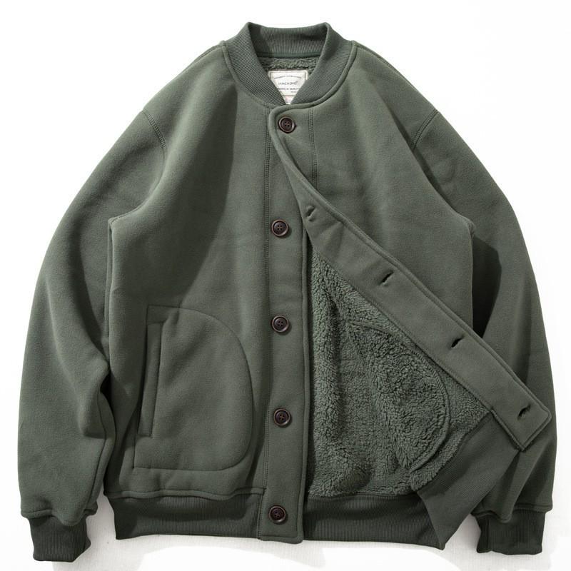 New velvet baseball jacket men's simple velvet thickened warm men's baseball collar jacket