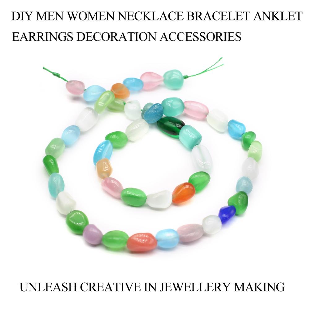 1String, Colourful Reiki Healing Gemstone Beads, 6-8mm Oval Energy Natural Stone Loose Spacer Beads for Jewelry Making DIY Christmas Gift Beading 38cm