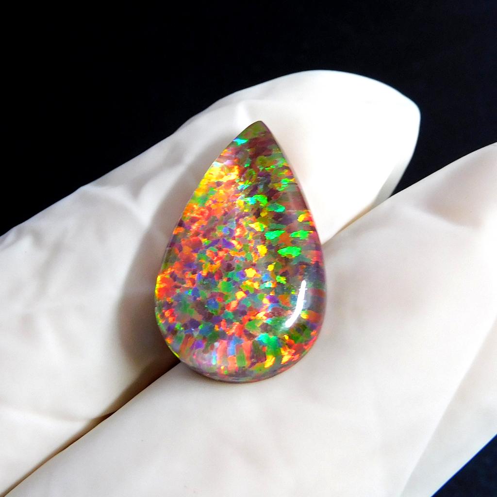 Boulder Opal Lab Created 9 Ct Pear Certified Beautiful Loose Gemstone