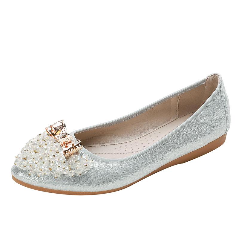 

Модные Роскошные Золотые/Серебряные Балетки с Бусинами-Стрингами Женские Жемчужные Балетки Женские Весенние Лоферы Слипоны Мокасины Обувь для Вождения для Беременных 34 серебряный