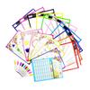 10 Pieces Worksheet Pocket Waterproof Plastic Pockets with Marker, Pen Slot,