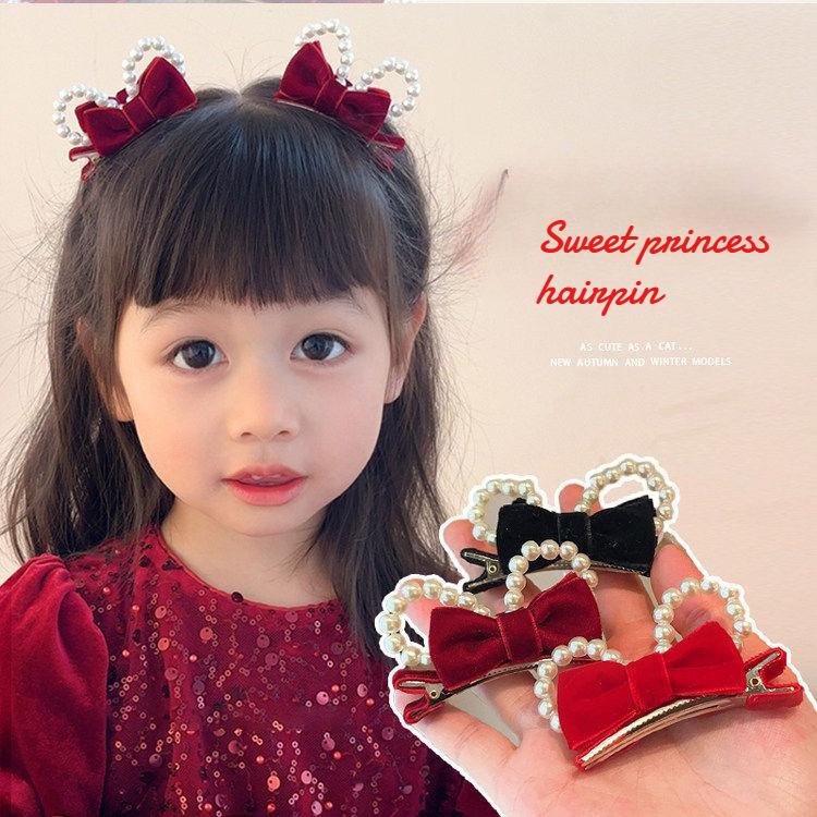 2pcs/set Double-Sided Bow Hair Clips with 3D Bunny Ears Baby Girl Duckbill Clips Cute Hairpins for Toddlers Hair Accessories