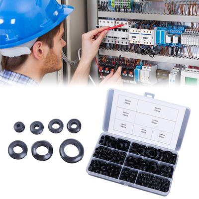 Convenient Rubber Wire Sleeve Set Essential Rubber Wire Bushing Set Closed Rubber Grommets Cable Grommet Set with Box