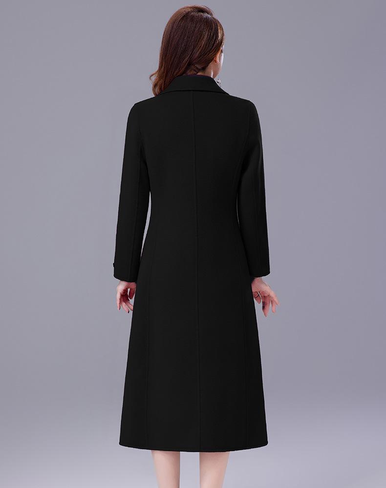 Double-Sided Woolen Coat for Women, Long Over-the-Knee Slim Fit, 2026 Autumn/Winter Trendy Style for Middle-Aged Mothers.