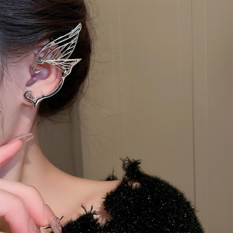 Butterfly Fairy Ear-Clips Wrap Around Elf Ear Cuffs Halloween-Cosplay Earrings