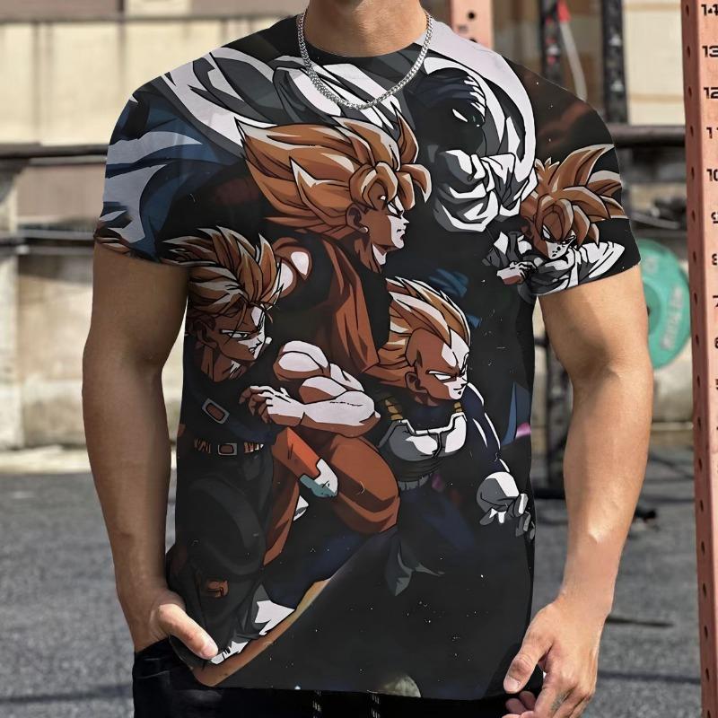 2026 Summer Dragon Ball Retro Fitness T-shirt Men's Oversized 3D Printed Short-sleeved Family Unisex Children's Sports Shirt