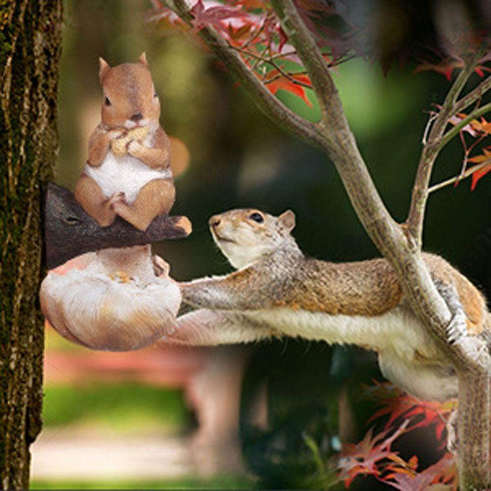Cute Squirrel Tree Hanging Simulation Art Statue Animal Figurines  Parrot
