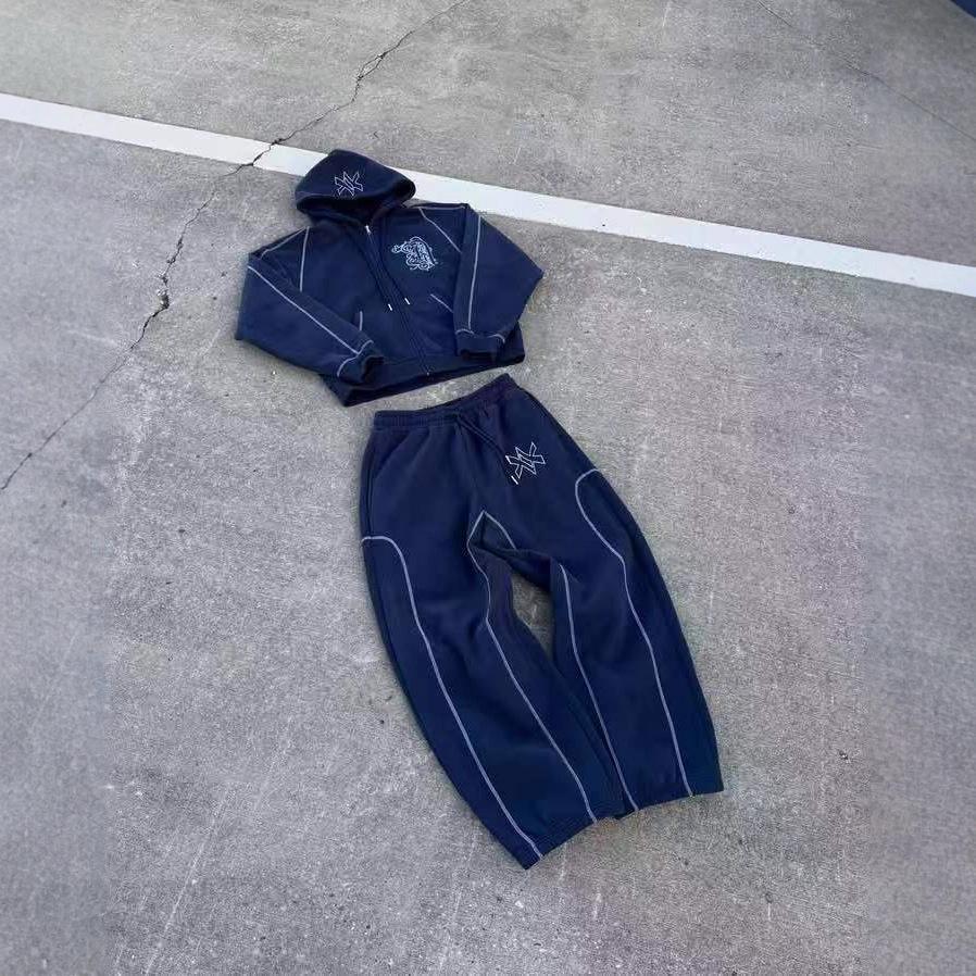 Autunno e inverno europeo, americano hip-hop tendenza street casual stampa lettere strada uomo e donna cerniera con cappuccio maglione Y2K all'ingrosso