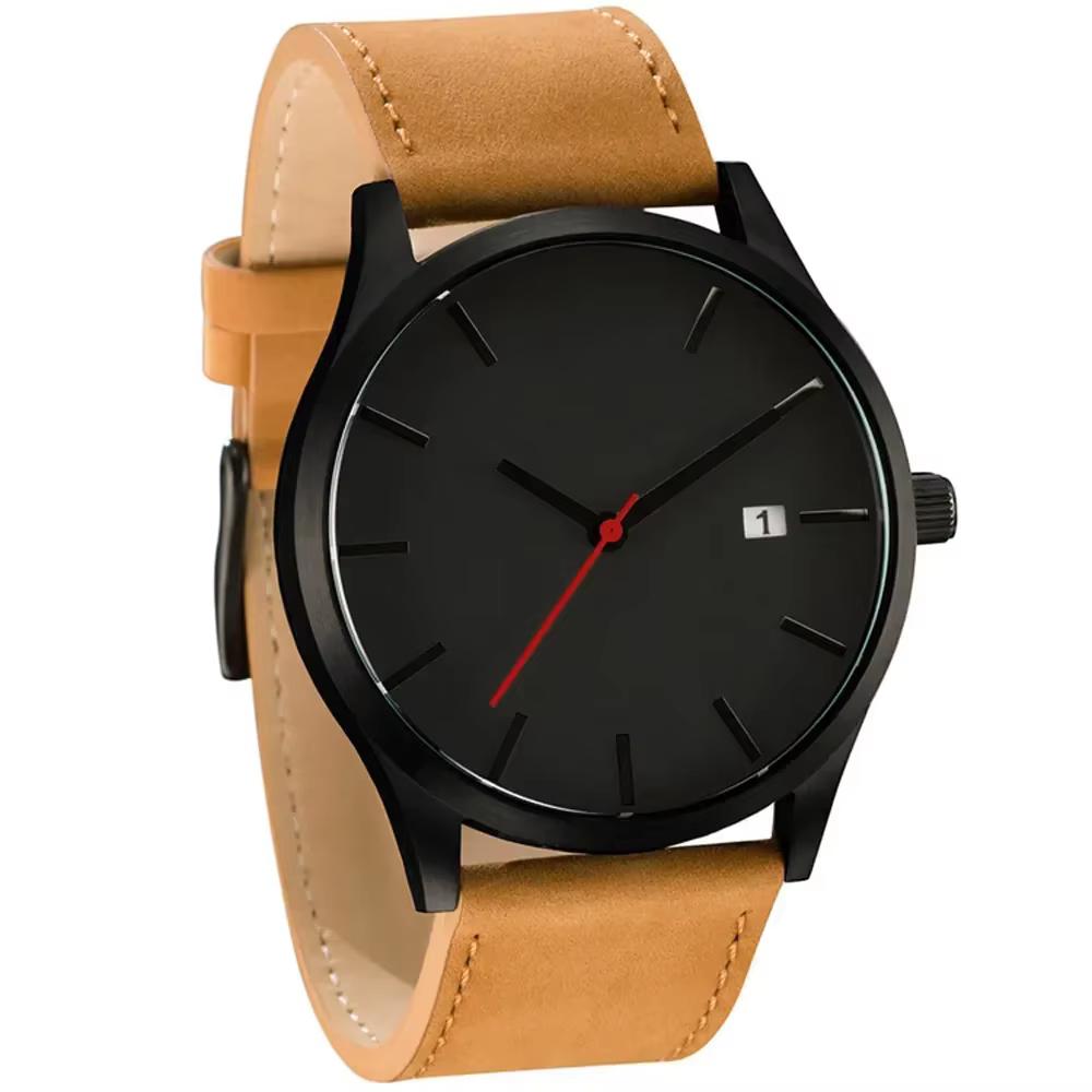 big dial men sports watch PU leather quartz men wrist watch