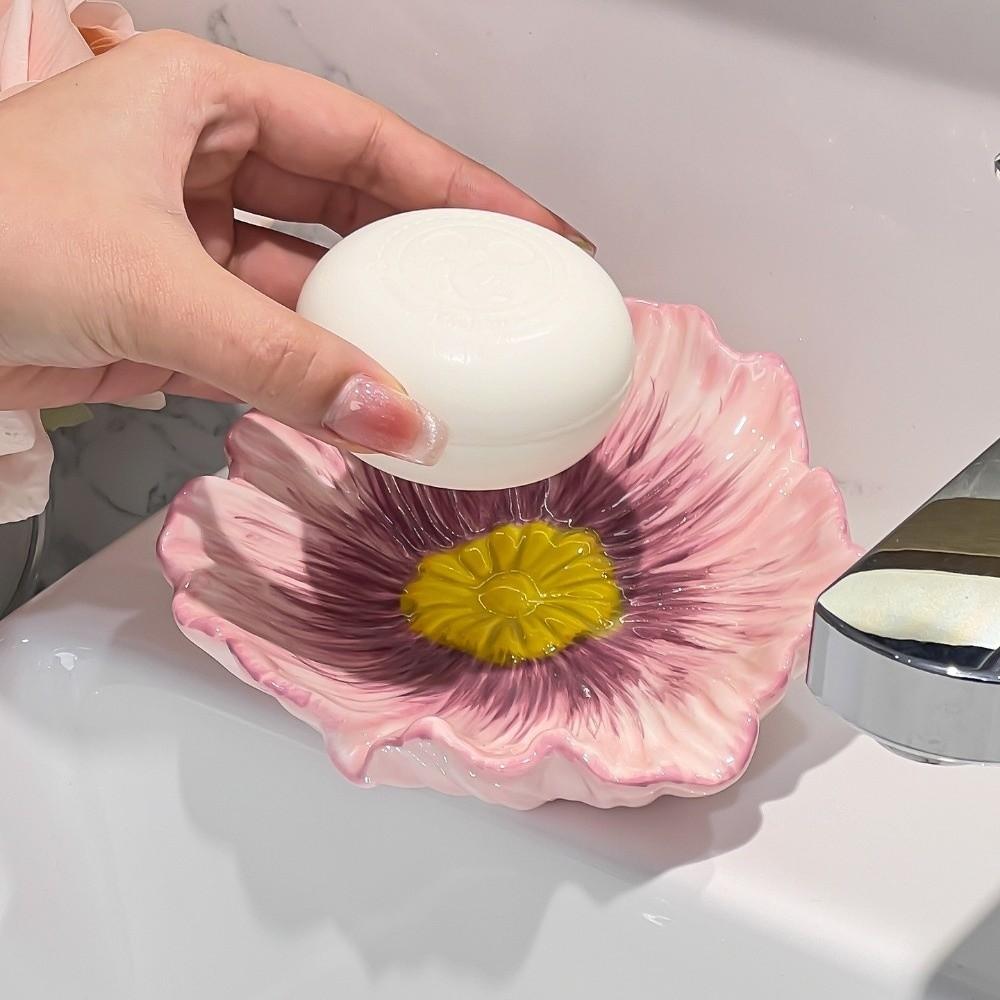 Exquisite Keramik-Seifenschale Blütenblattförmige Seifenschale Modischer Seifenhalter Waschtisch