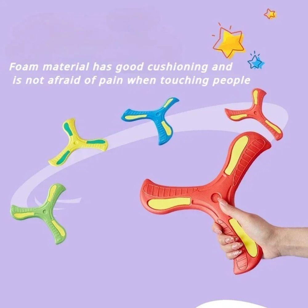 Interactive Luminous Boomerang Soft EVA Three-leaf Cross Flying Disc Flying Rocket Toy  Adult-kids