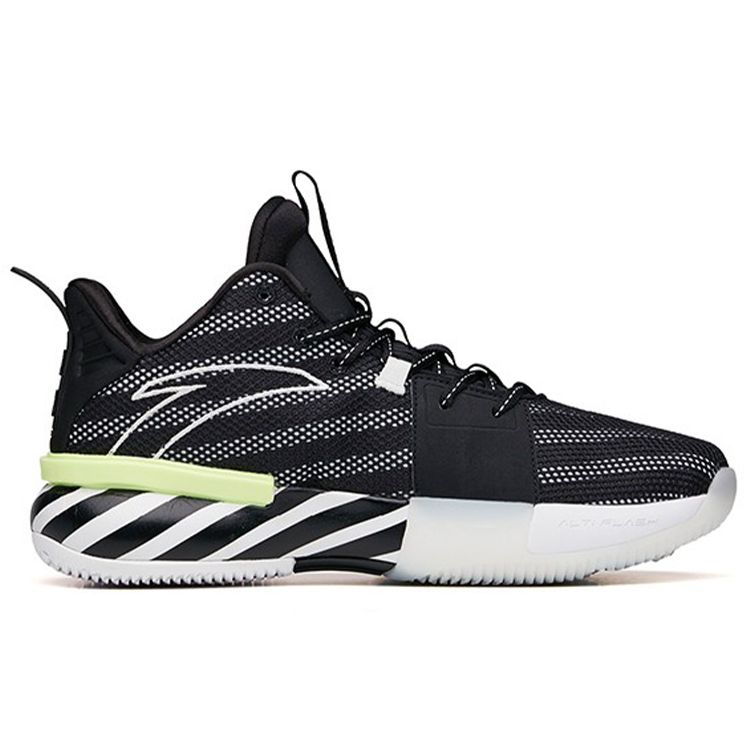Anta Shock 1 Mid Basketball Shoes Men Basketball Shoes Black White 112131605-5