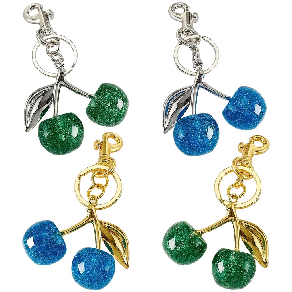 Cherry Resin Alloy Keychain Handmade Fruit Charm for Bags and Keys Fashion Handbag Accessories Jewelry for Wallet