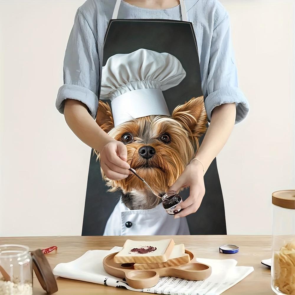 1pc, Yorkie Chef Dog Apron Linen Kitchen Cooking Baking Gift for Dog Lovers Women Men