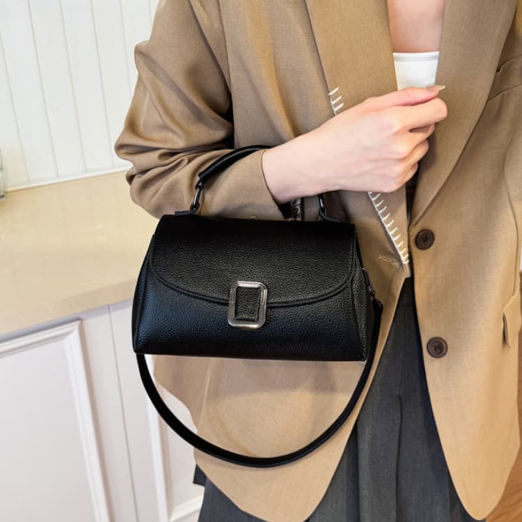 Lychee pattern metal square buckle handbag women s shoulder bag