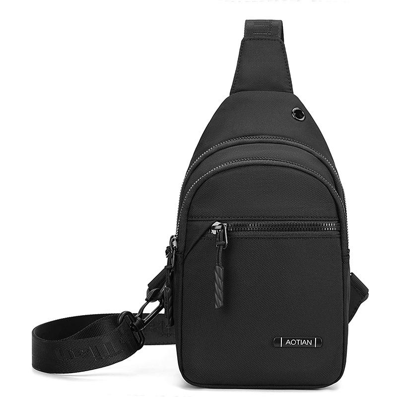 Мужская нагрудная сумка Оксфордская наплечная сумка Многоотделенческая Легкая Износостойкая Сумка-кроссбоди чёрный