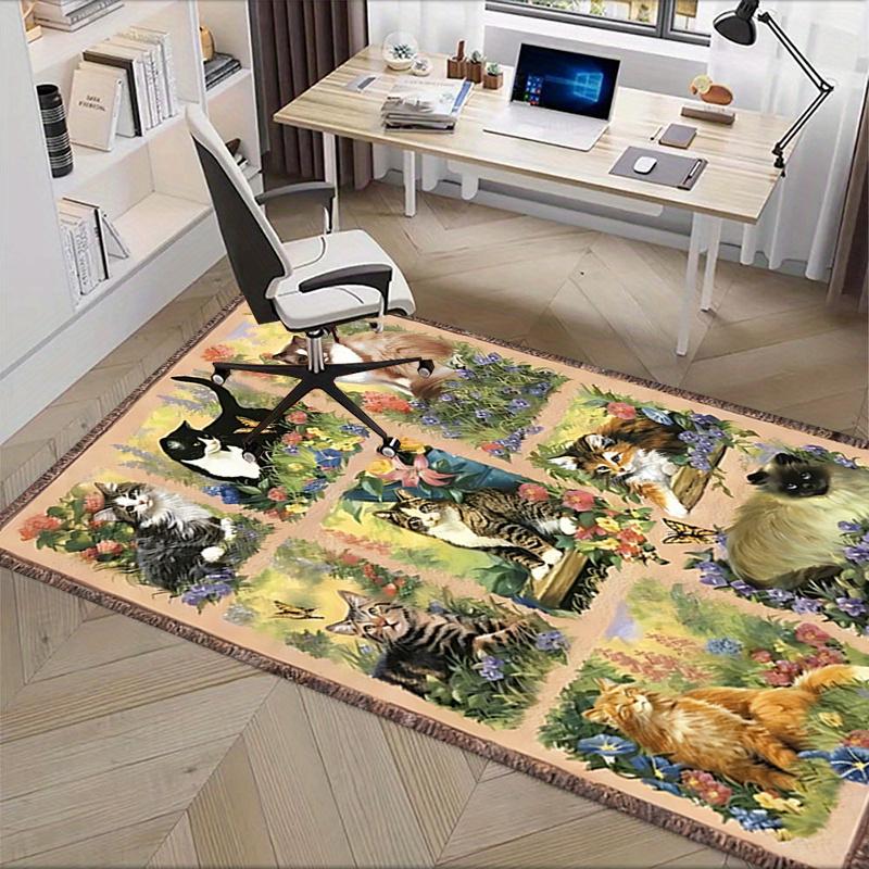 Charming Cat Garden Chair Mat Office Carpet for Home Decor, Suitable for Living Room, Bedroom, and Various Rooms