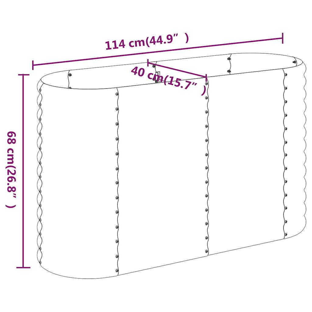 Vidaxl Raised Planter, Powder-Coated Steel 114X40X68 Cm, Grey